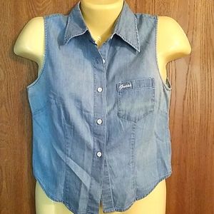 Vintage Guess Chambray Sleeveless Shirt